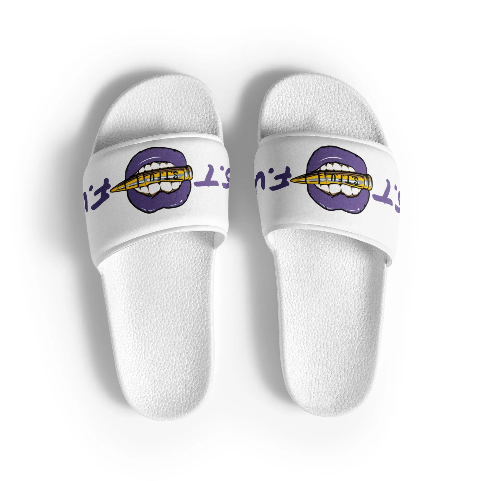 STFU Electric Purple Logo Women's Slides - White