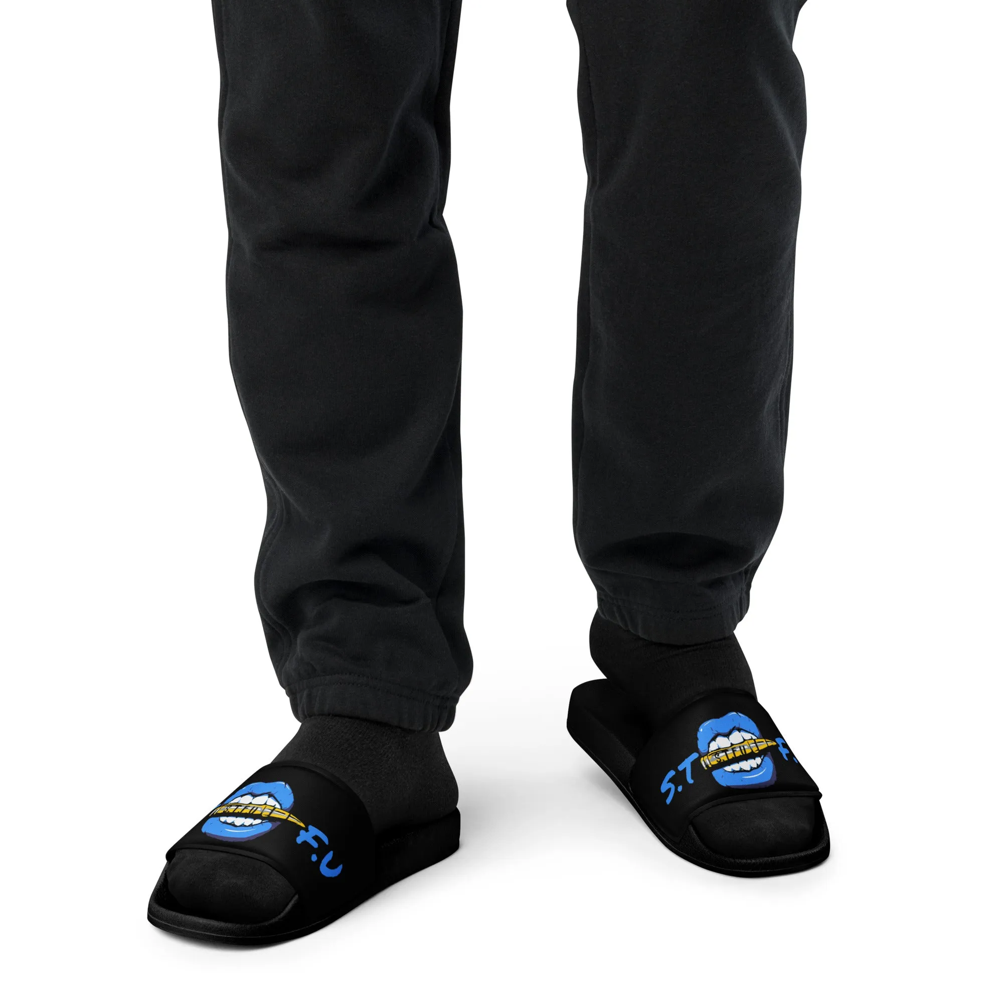 STFU Ice Blue Logo Men’s slides - Black