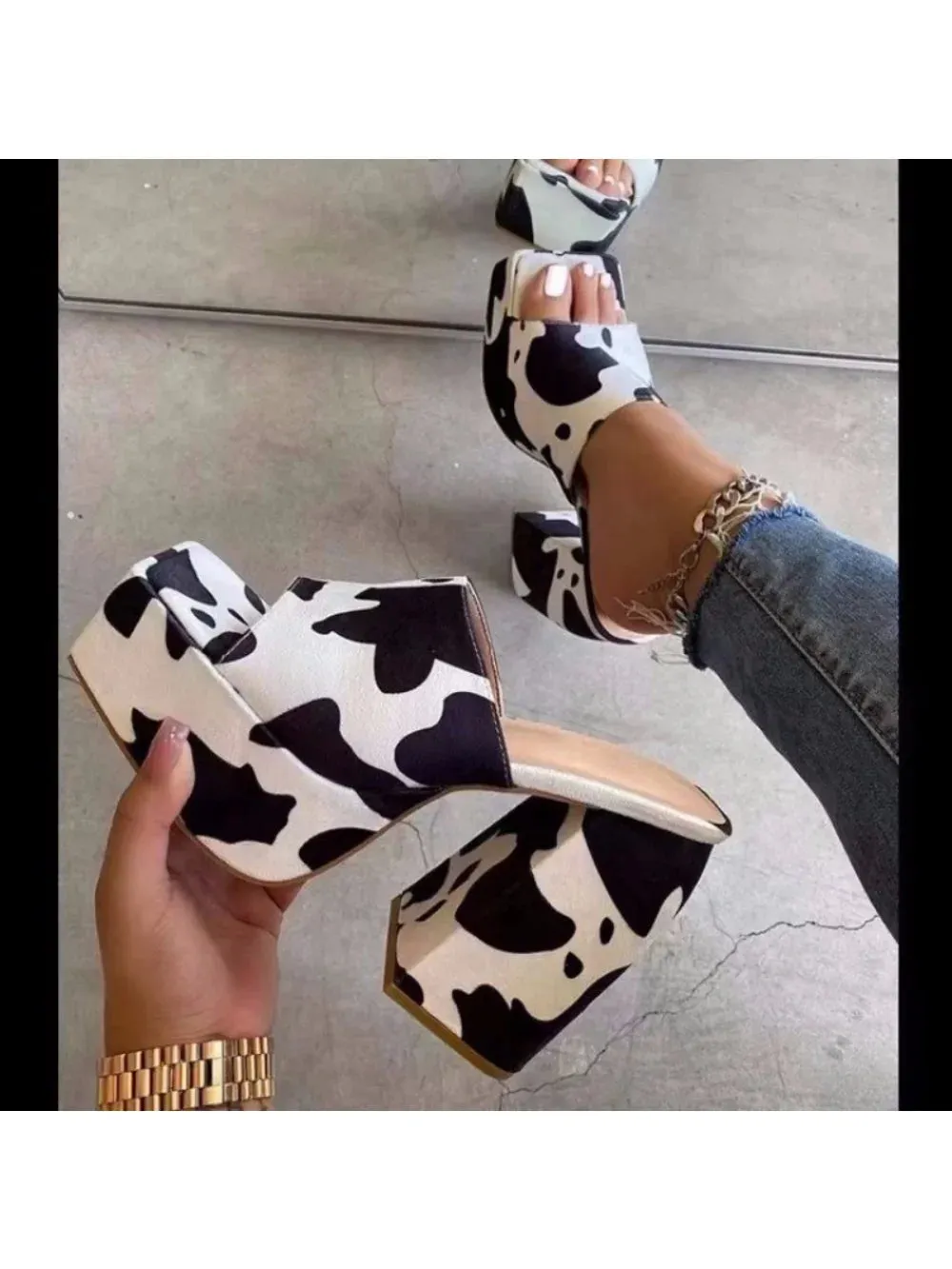 Summer Sexy  Square Toe Platform Sandal