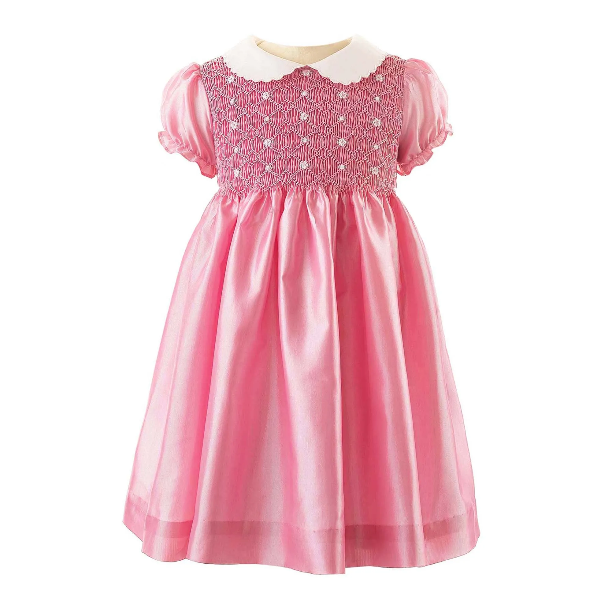 Taffeta Rosebud Smocked Dress