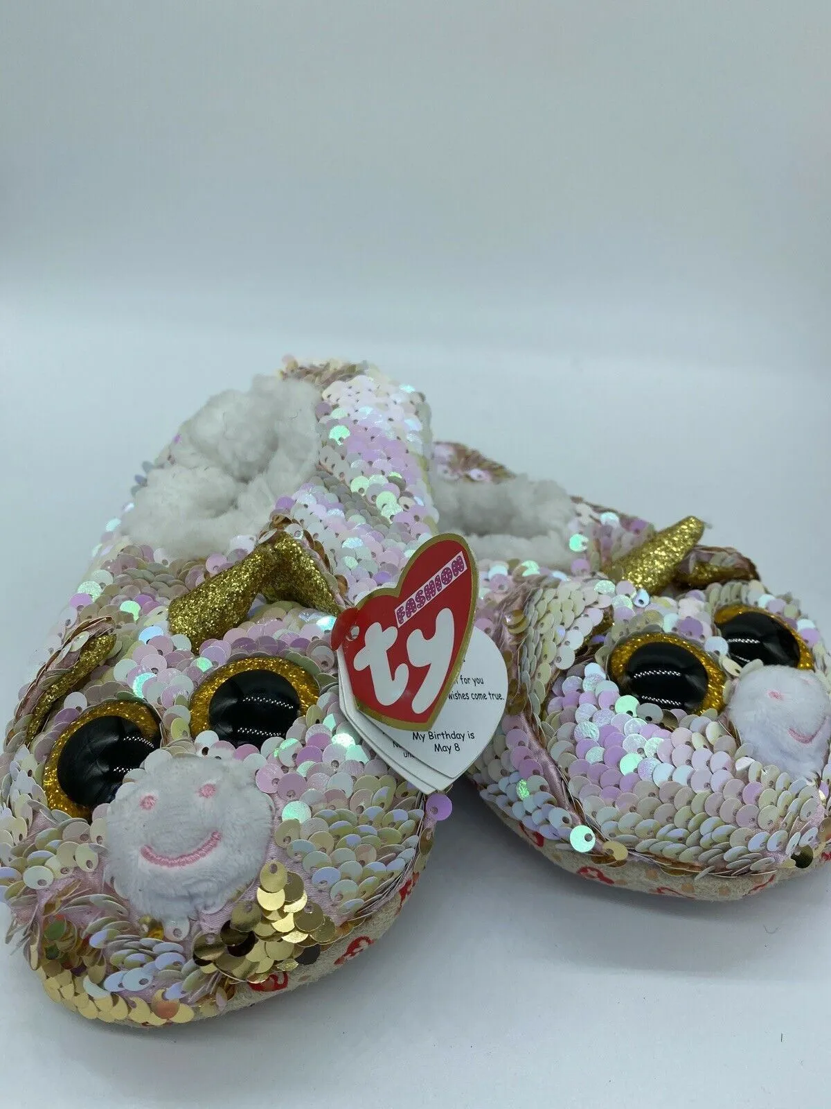 TY BEANIE BOO'S Medium Fantasia Unicorn  Fashion Slipper Socks Sequin Plush