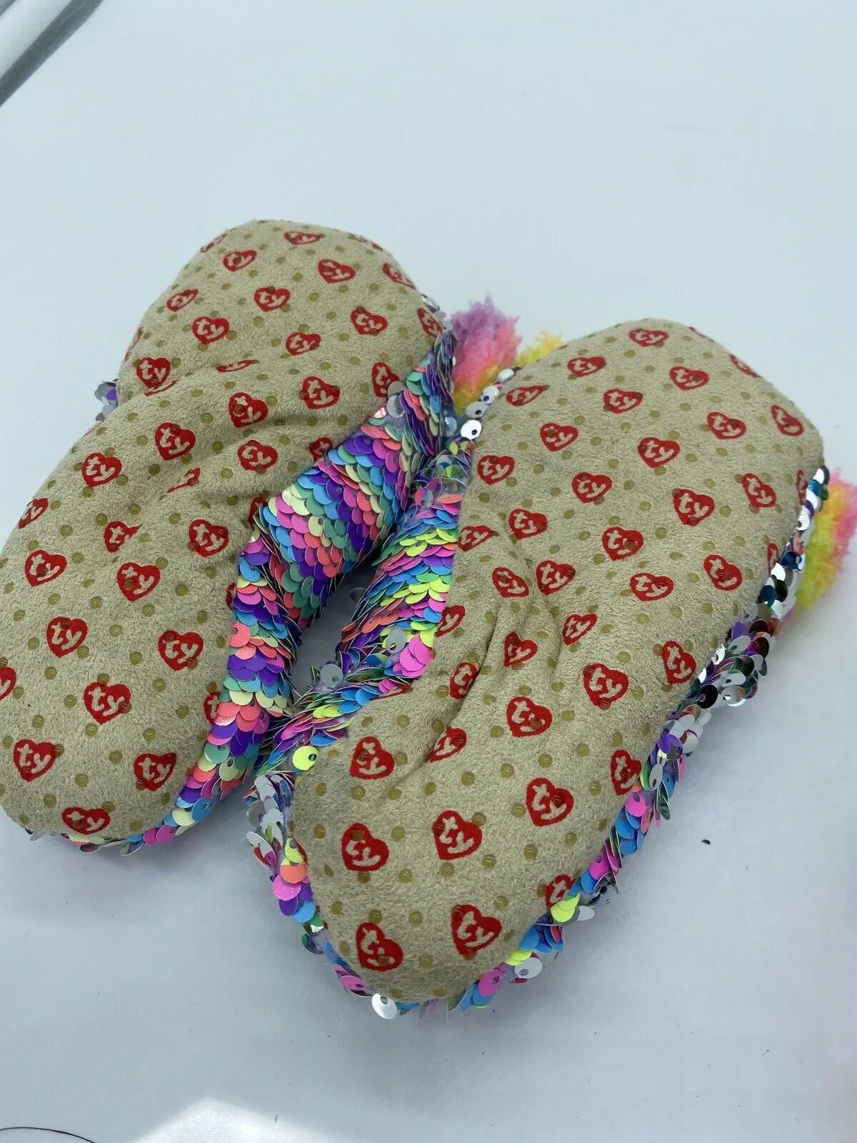TY BEANIE BOO'S Size Small, Rainbow Poodle Dog Fashion Slipper Socks