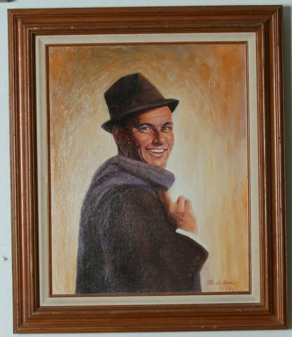 Untitled (Portrait of Frank Sinatra) By Anthony Sidoni 2003 Signed Oil on Canvas