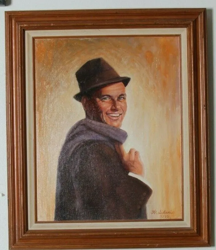 Untitled (Portrait of Frank Sinatra) By Anthony Sidoni 2003 Signed Oil on Canvas