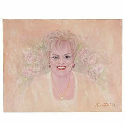 Untitled (Smiling Blonde Woman) By Anthony Sidoni 2004 Signed Oil Painting 14x18