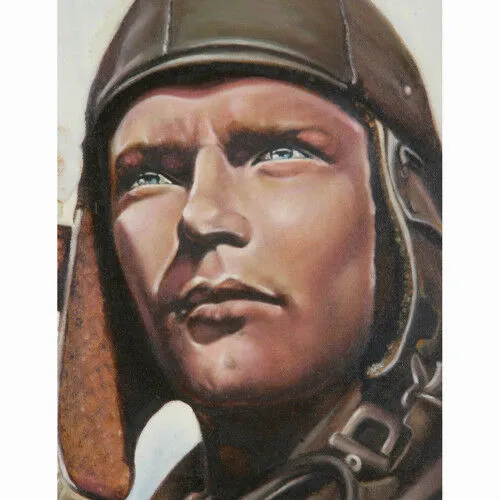 Untitled (Thinking Pilot) By Anthony Siodni 1989 Signed Oil on Canvas 24"x24"