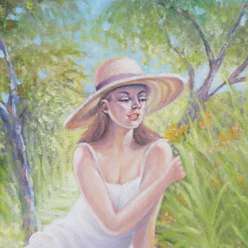 Untitled (Woman Resting on Stone Wall) By Anthony Sidoni 1998 Signed Oil