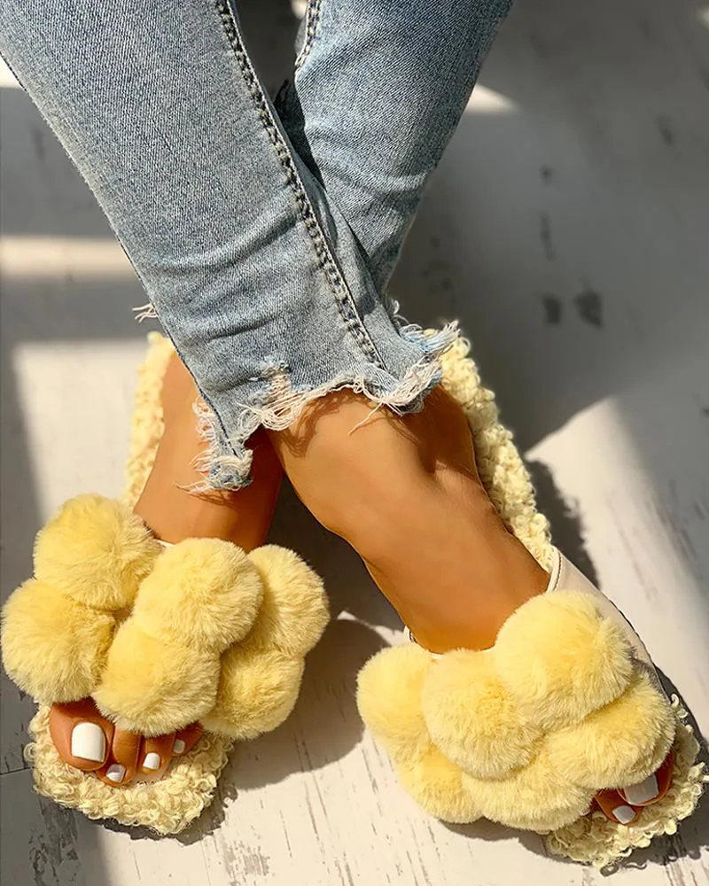 Villus Fluffy Casual Flat Sandals