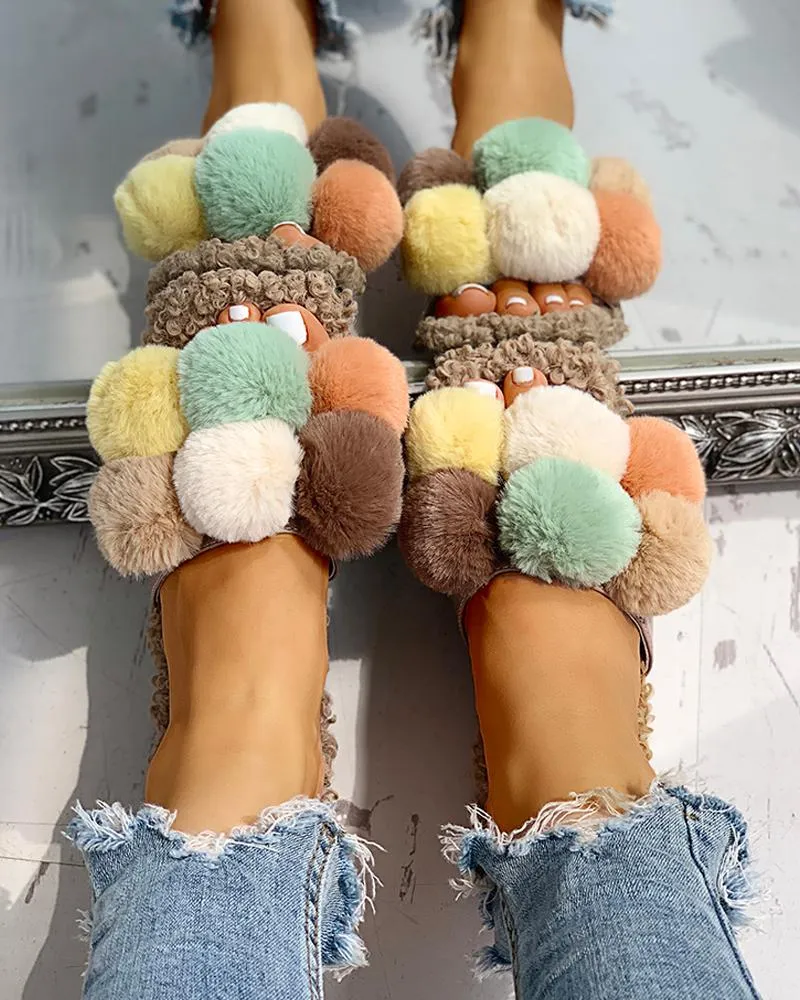 Villus Fluffy Casual Flat Sandals