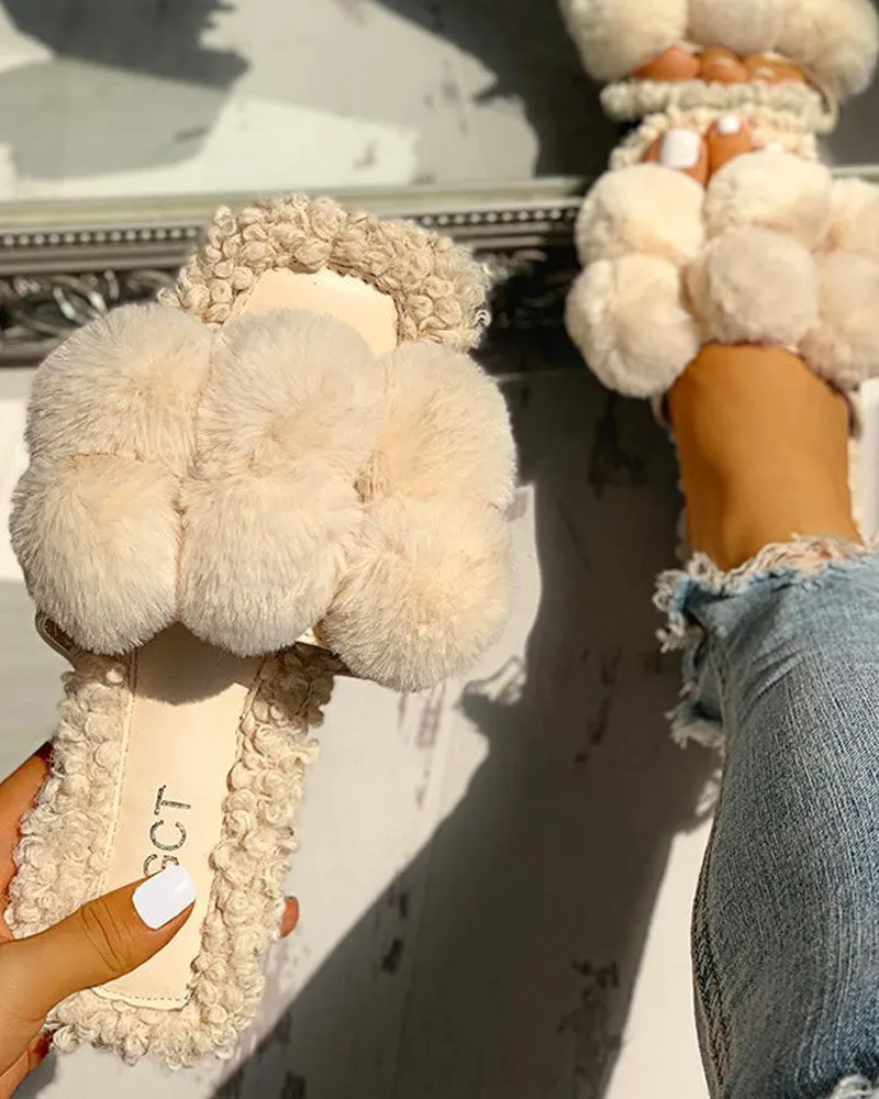 Villus Fluffy Casual Flat Sandals