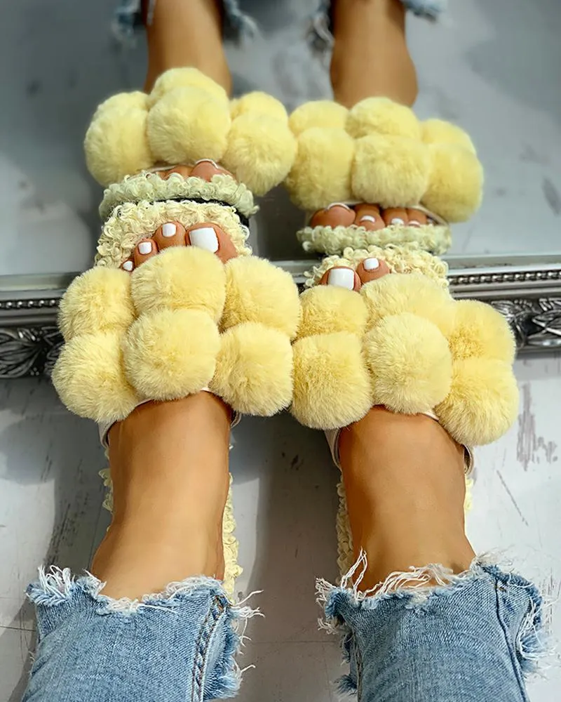 Villus Fluffy Casual Flat Sandals