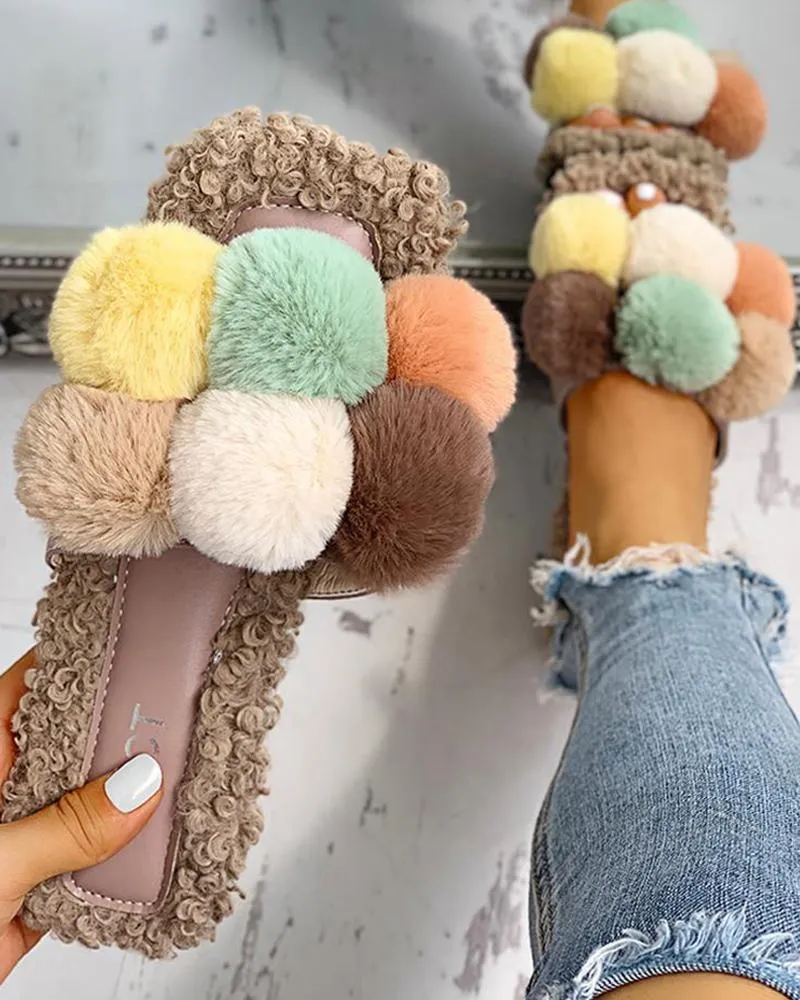 Villus Fluffy Casual Flat Sandals