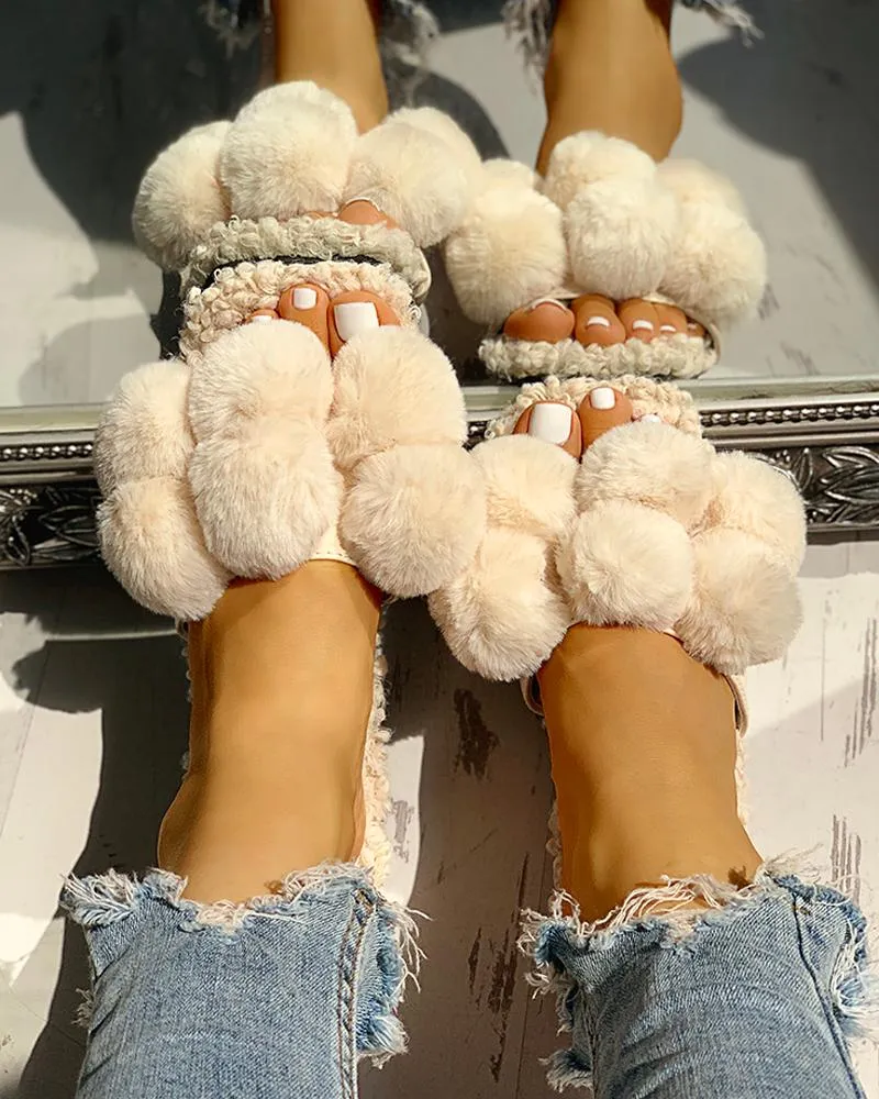 Villus Fluffy Casual Flat Sandals