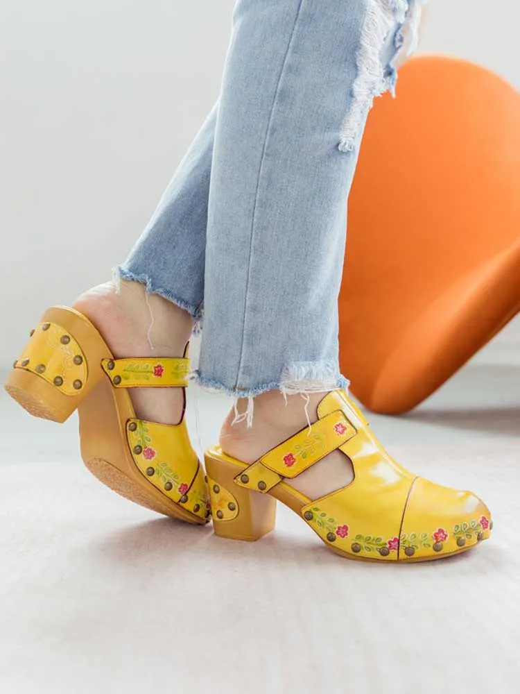 Vintage Handmade Round Toe Floral Slippers