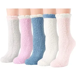 Warm Cozy Socks for Girls Women's Fluffy Socks, Colorful Indoors Slipper Socks Fuzzy Socks, Cozy Gifts for Women 5 Pairs