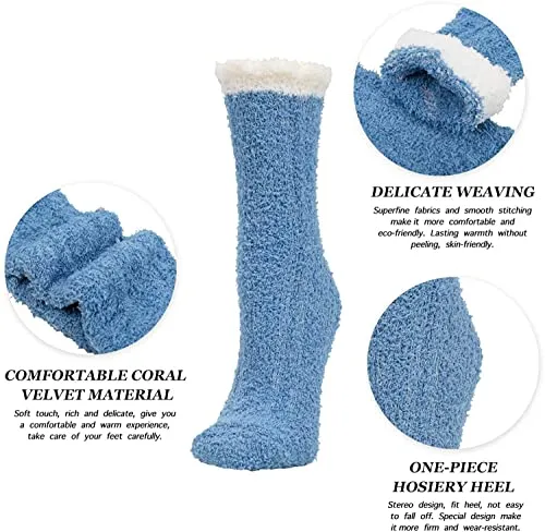 Warm Cozy Socks for Girls Women's Fluffy Socks, Colorful Indoors Slipper Socks Fuzzy Socks, Cozy Gifts for Women 5 Pairs