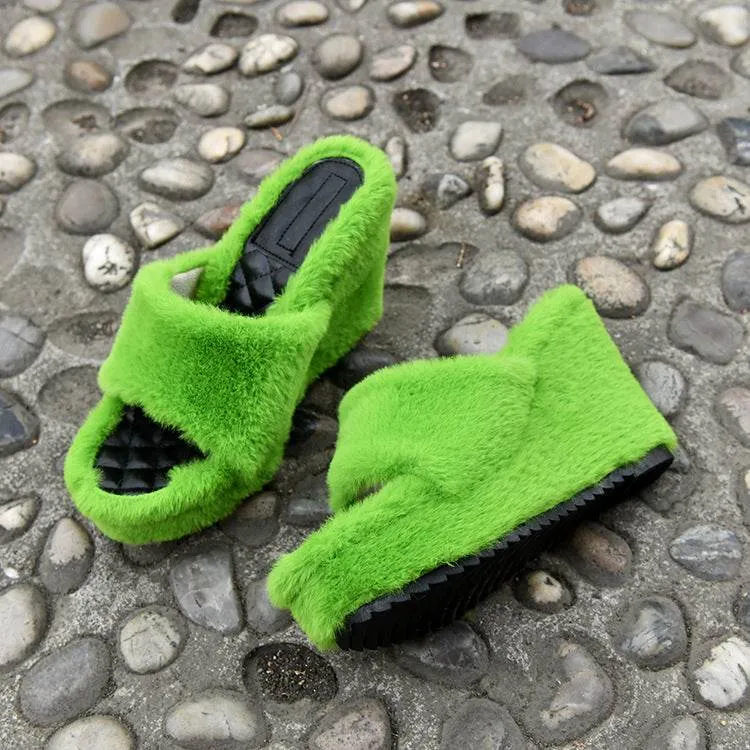 Wedge Heel Slippers Ladies High Heel Muffin Drag