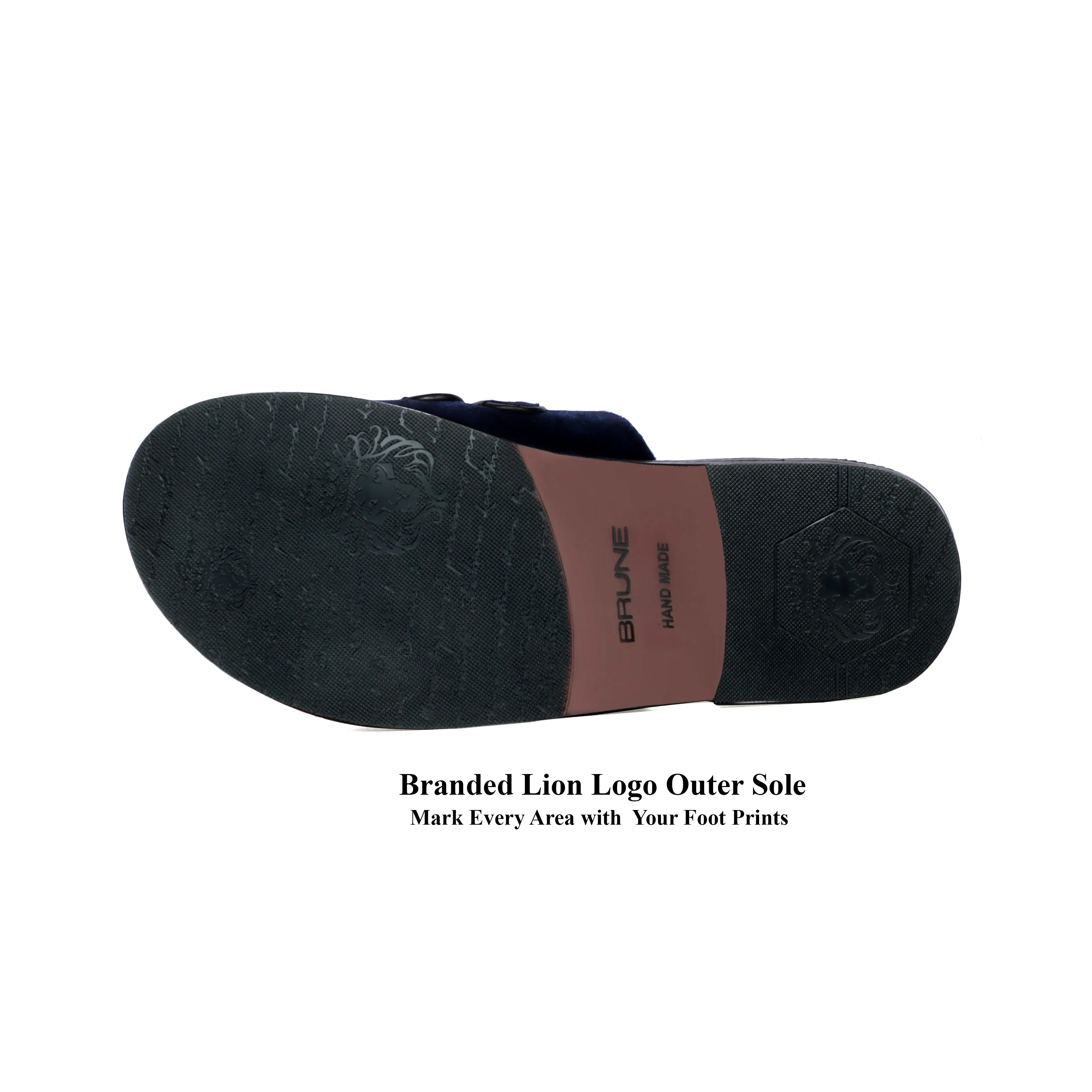 Welt Slide in Slippers with Blue Italian Velvet Two Strapped