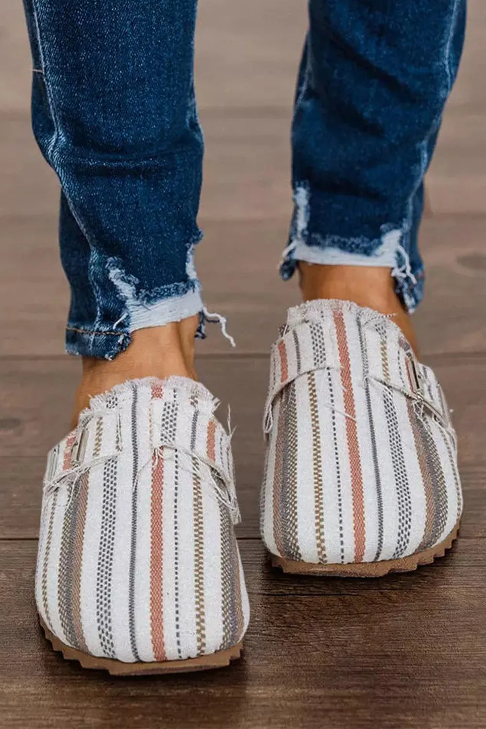 White Striped Slip-on Canvas Shoes