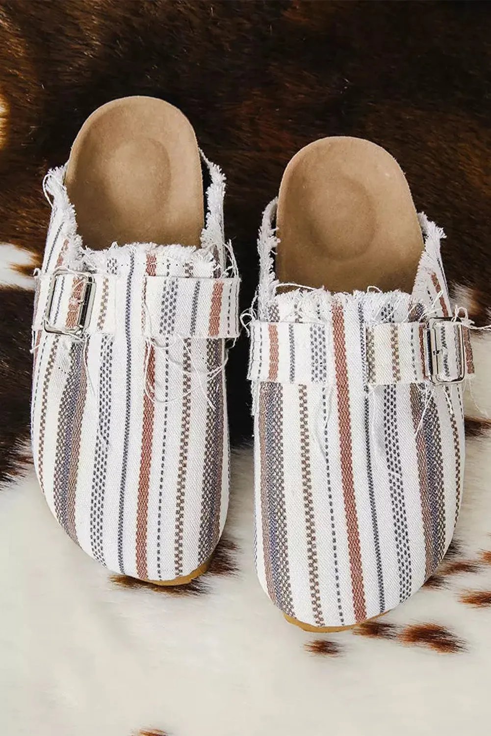 White Striped Slip-on Canvas Shoes