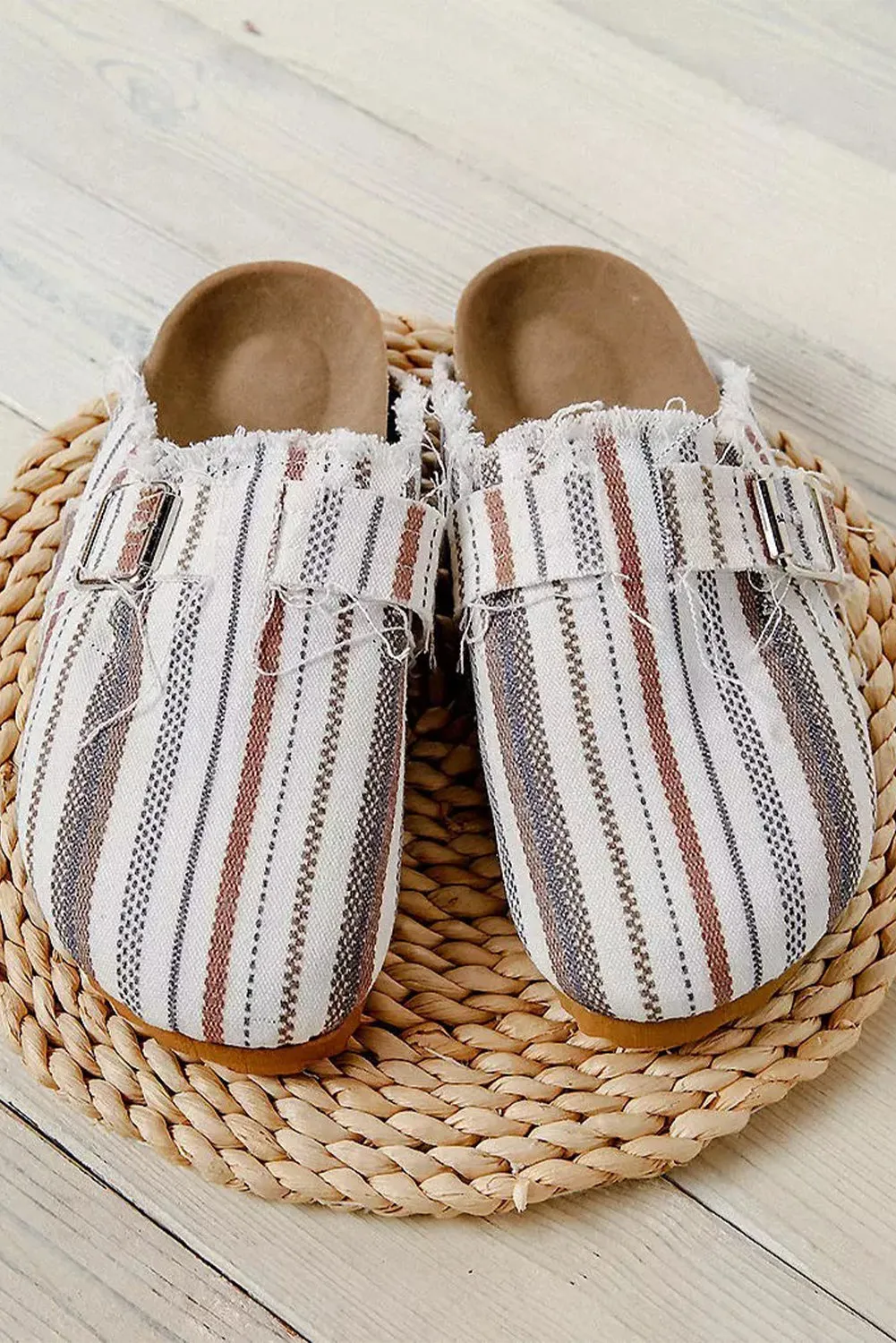 White Striped Slip-on Canvas Shoes