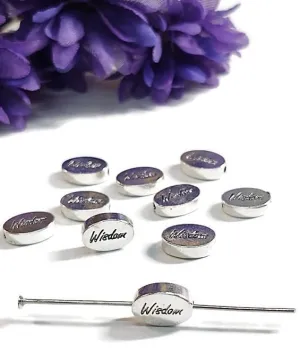 Wisdom Slide Beads Silver Tone Charms