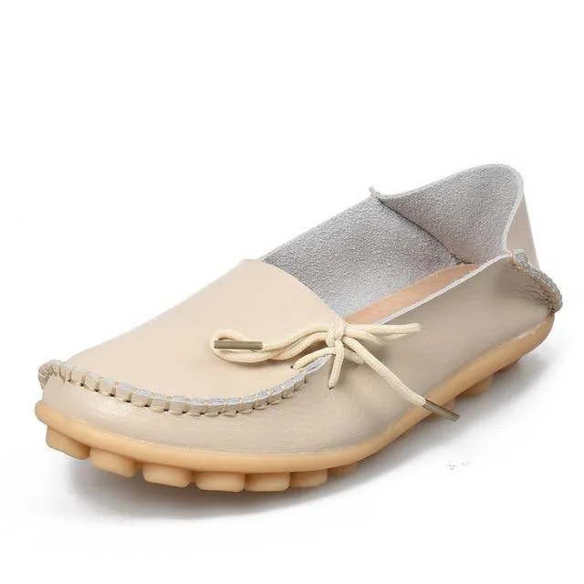 Women Flats Mother Leather Shoes Casual Moccasins Driving Loafers