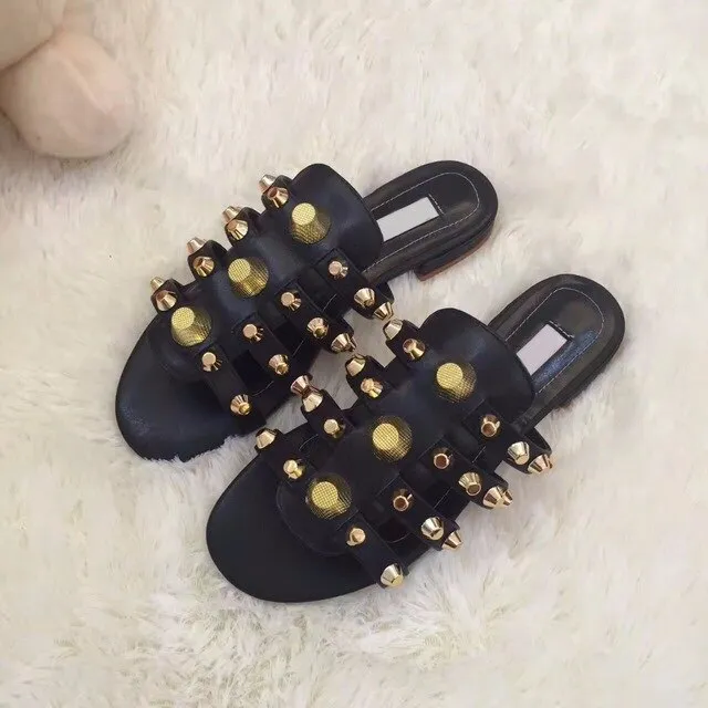 Women Leather Straps Flat Sandals Summer Hot Dress Shoes