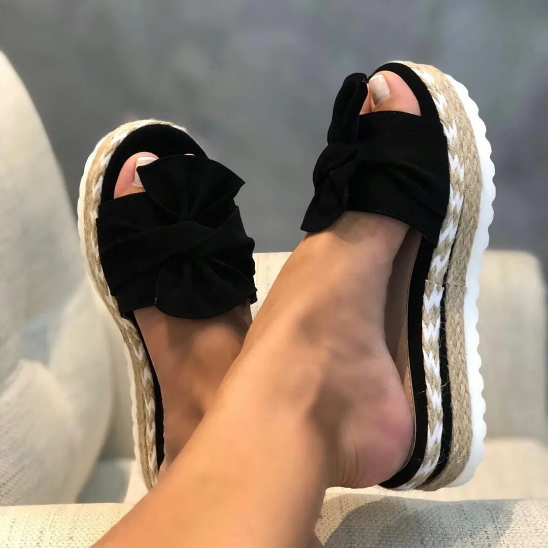 Women’s Bow Slippers Platform Sandals Shoes Summer