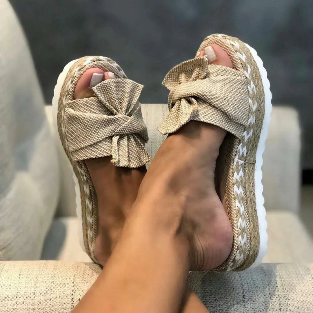 Women’s Bow Slippers Platform Sandals Shoes Summer