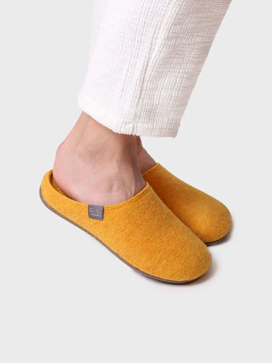 Women's clog-style slipper made from recycled felt in Yellow - MONA-FR