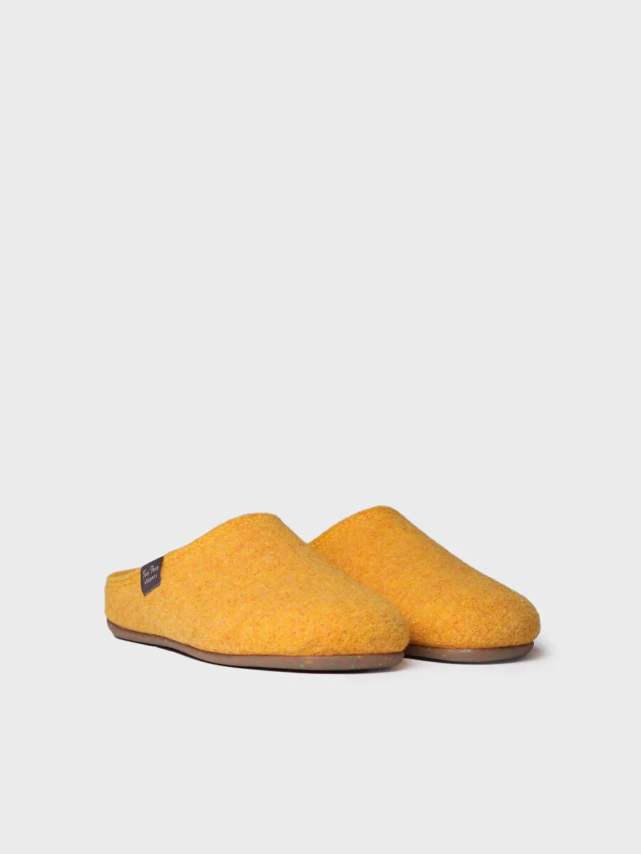 Women's clog-style slipper made from recycled felt in Yellow - MONA-FR