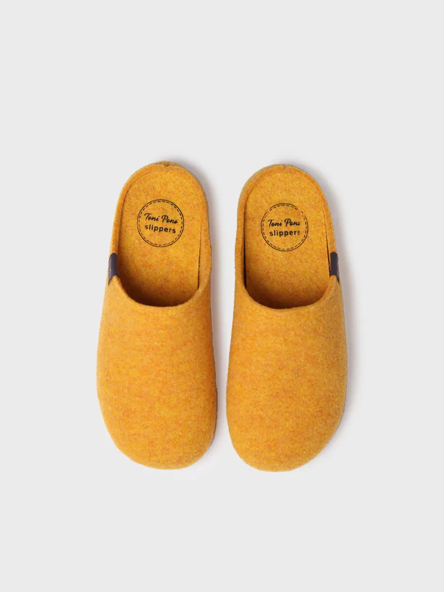 Women's clog-style slipper made from recycled felt in Yellow - MONA-FR