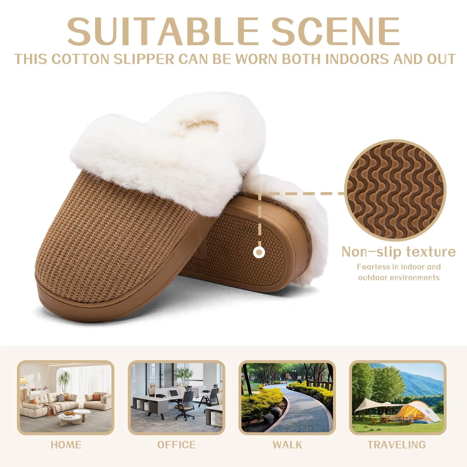 Women's Cotton Slippers with Plush Inner Lining and Memory Foam Soles