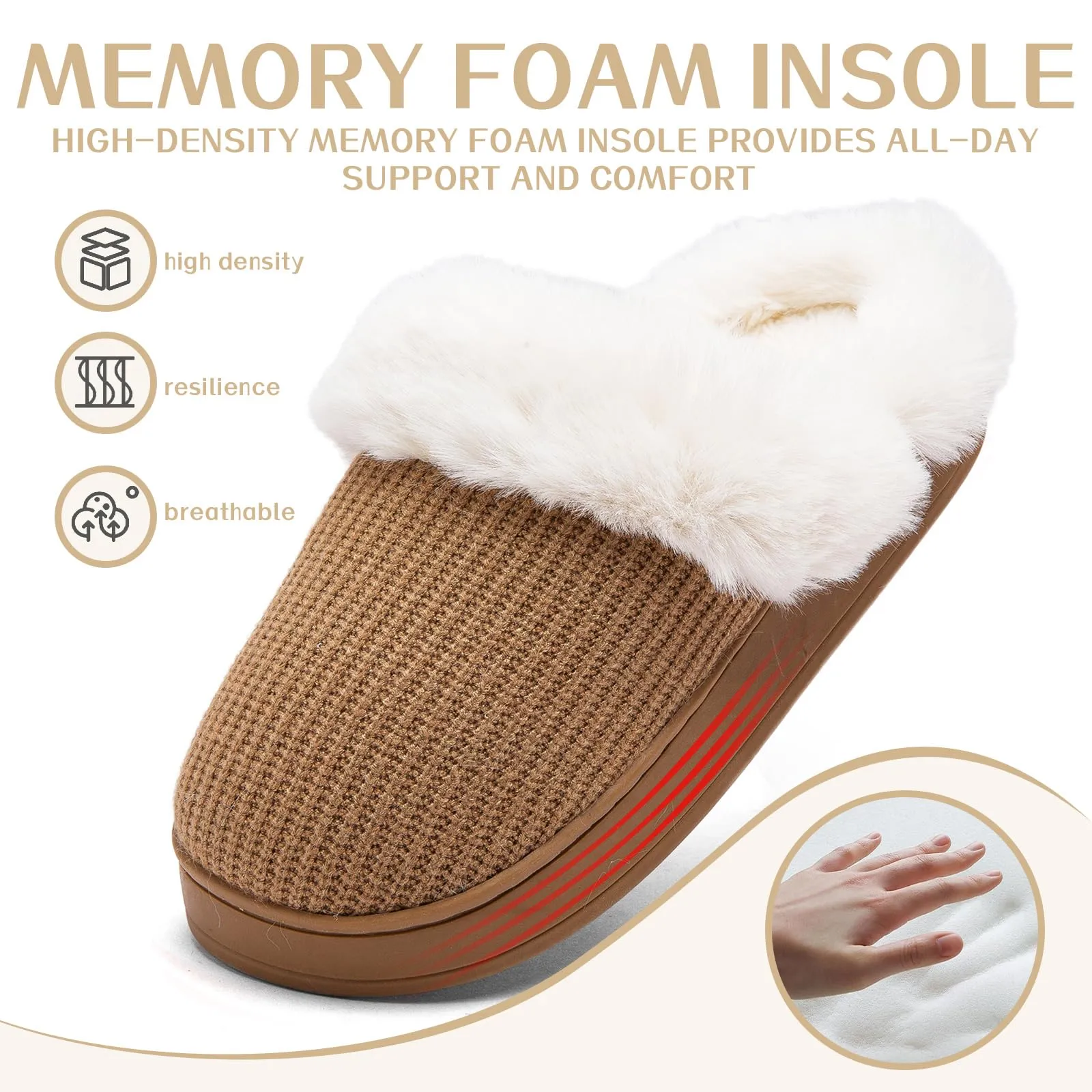 Women's Cotton Slippers with Plush Inner Lining and Memory Foam Soles