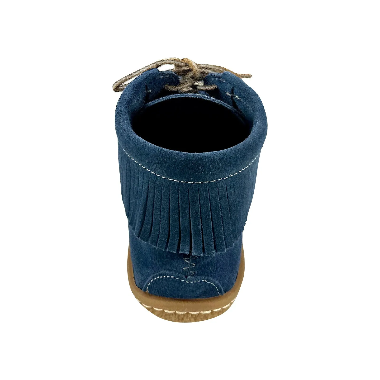 Women's Earthing Blue Suede Fringed Moccasin Shoes