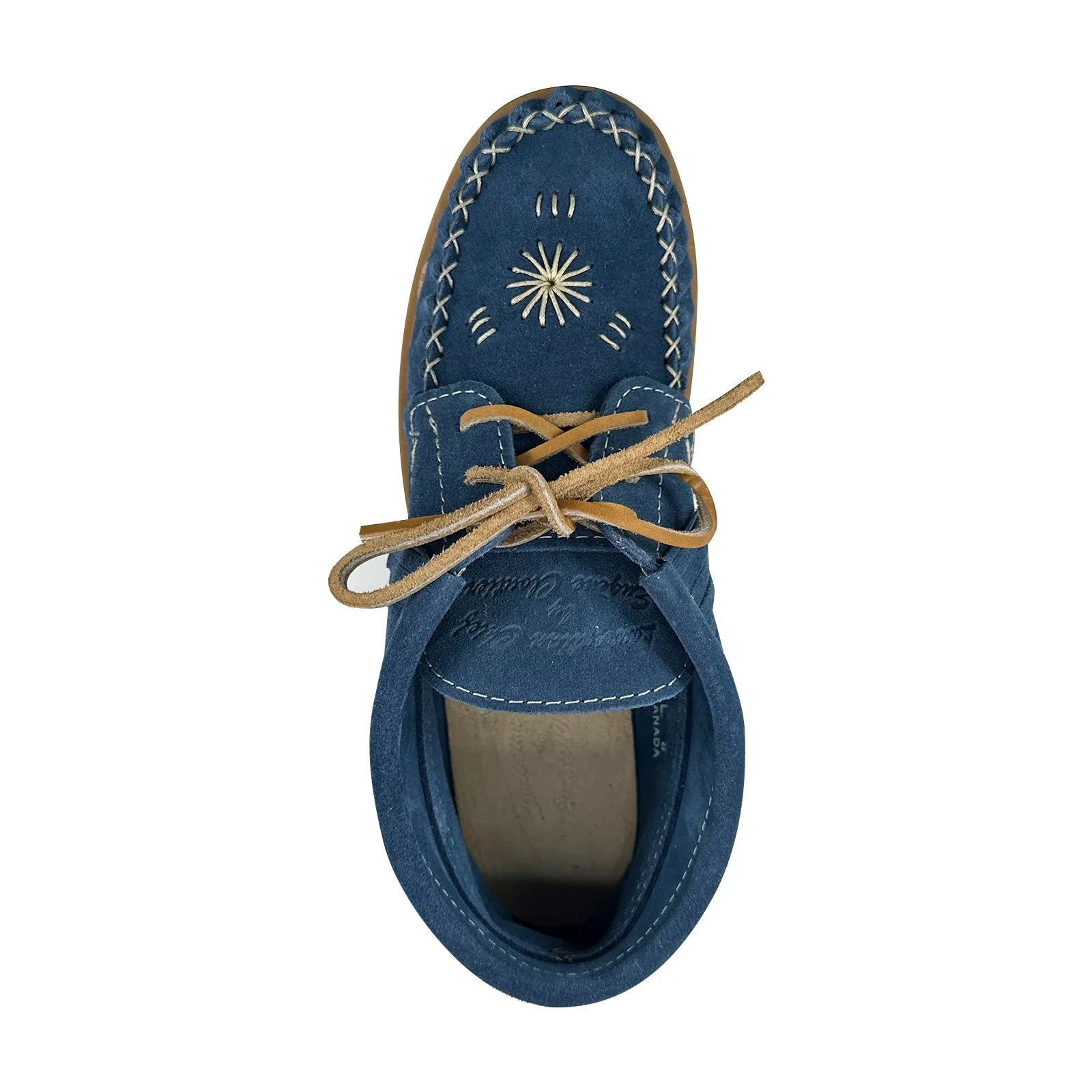 Women's Earthing Blue Suede Fringed Moccasin Shoes