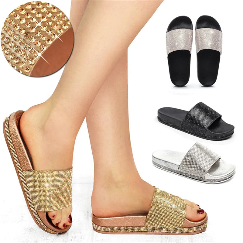 Women's Fashion Casual Shining Slip-on Open Toe Slippers