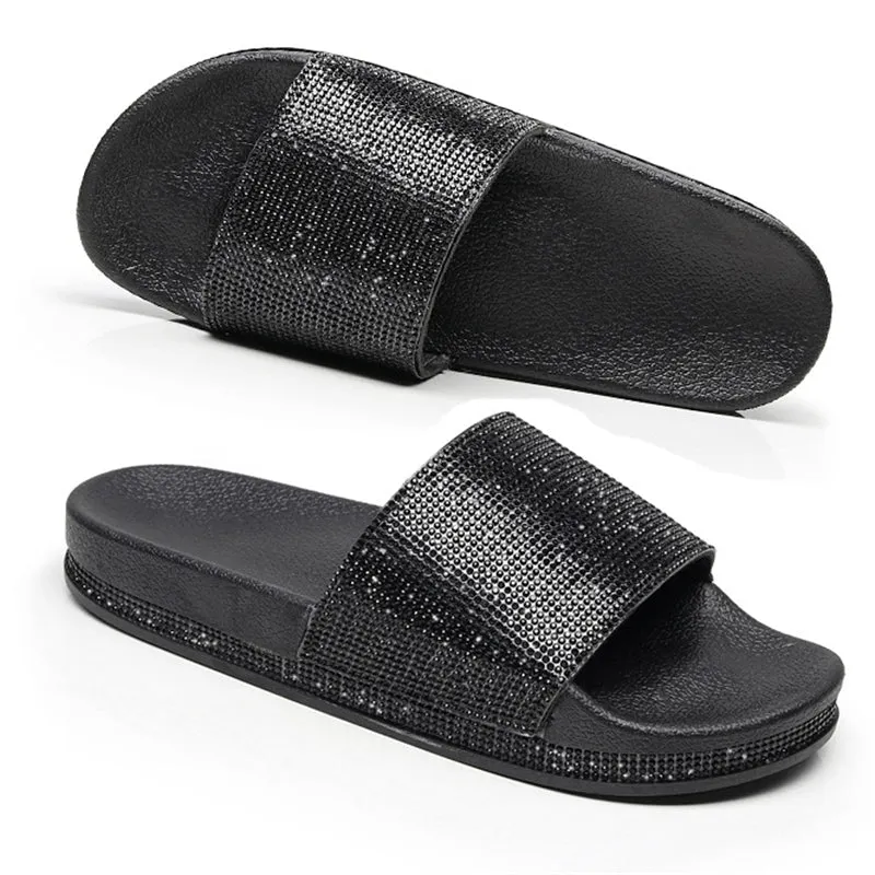 Women's Fashion Casual Shining Slip-on Open Toe Slippers