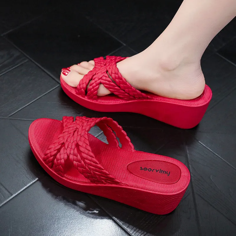 Women's Fashion Wedge High Heel Slippers