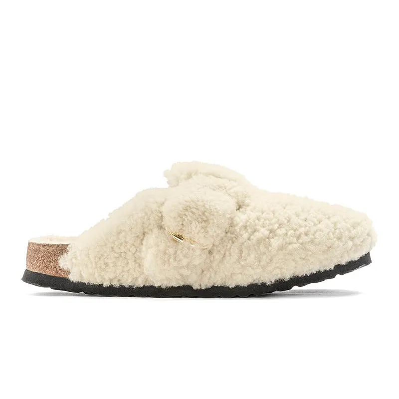 Women's Fleece-lined Cork Clog Fluffy Slippers