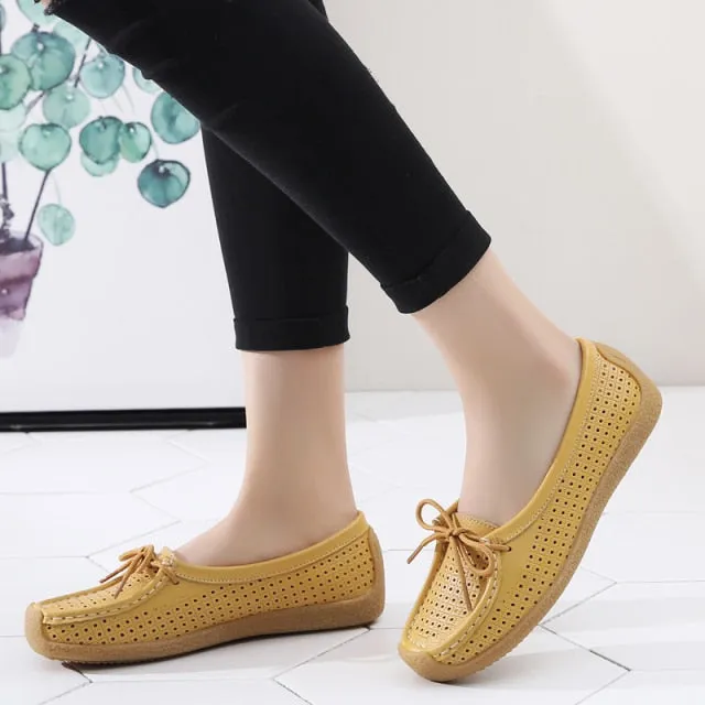 Women's Loafers Breathable Slip On Flat Moccasins Shoes