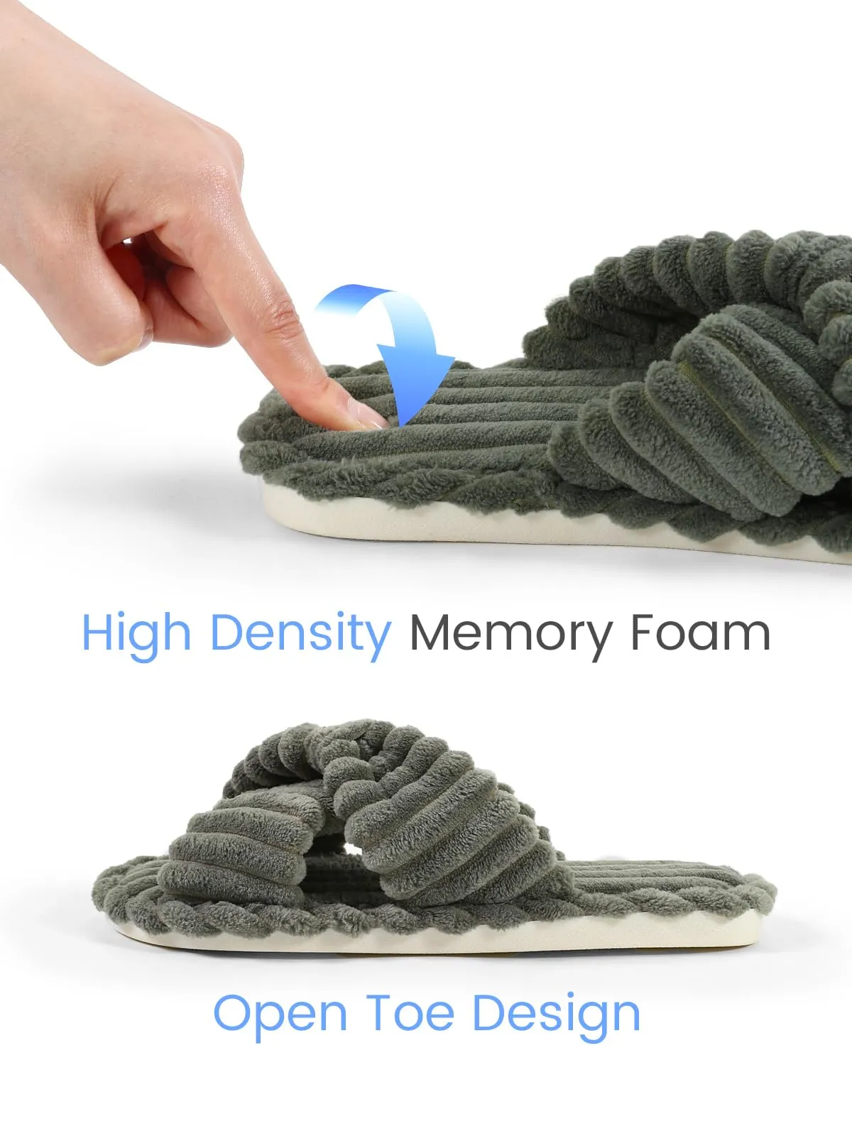 Women's Plush Cross Band Corduroy Slippers