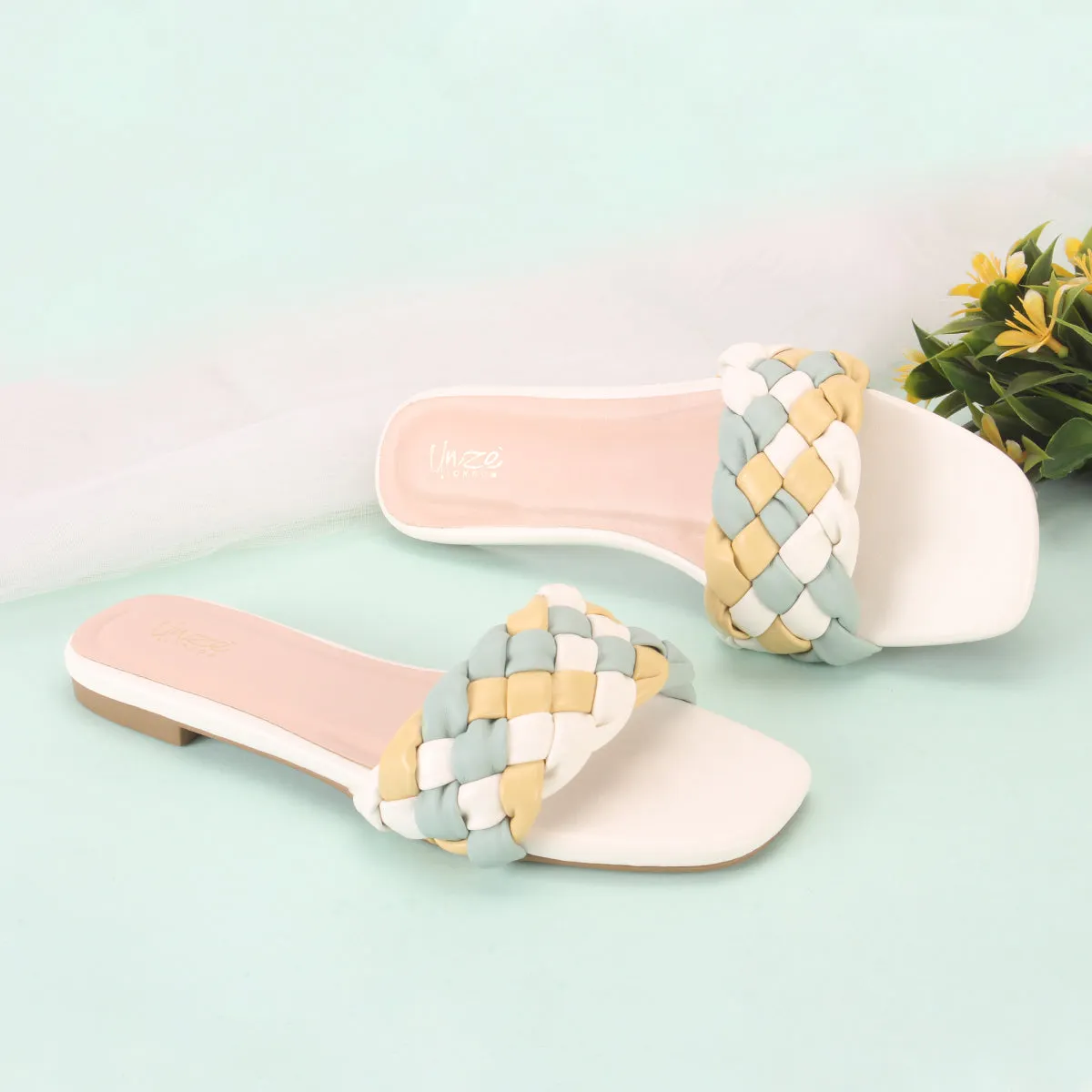 Womens "AMUNET" Braided Open Toe Summer Slippers