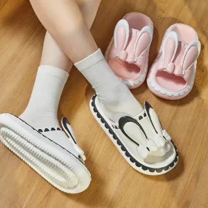 Womens Rabbit Slippers - Cute Low Wedge Comfortable Footwear