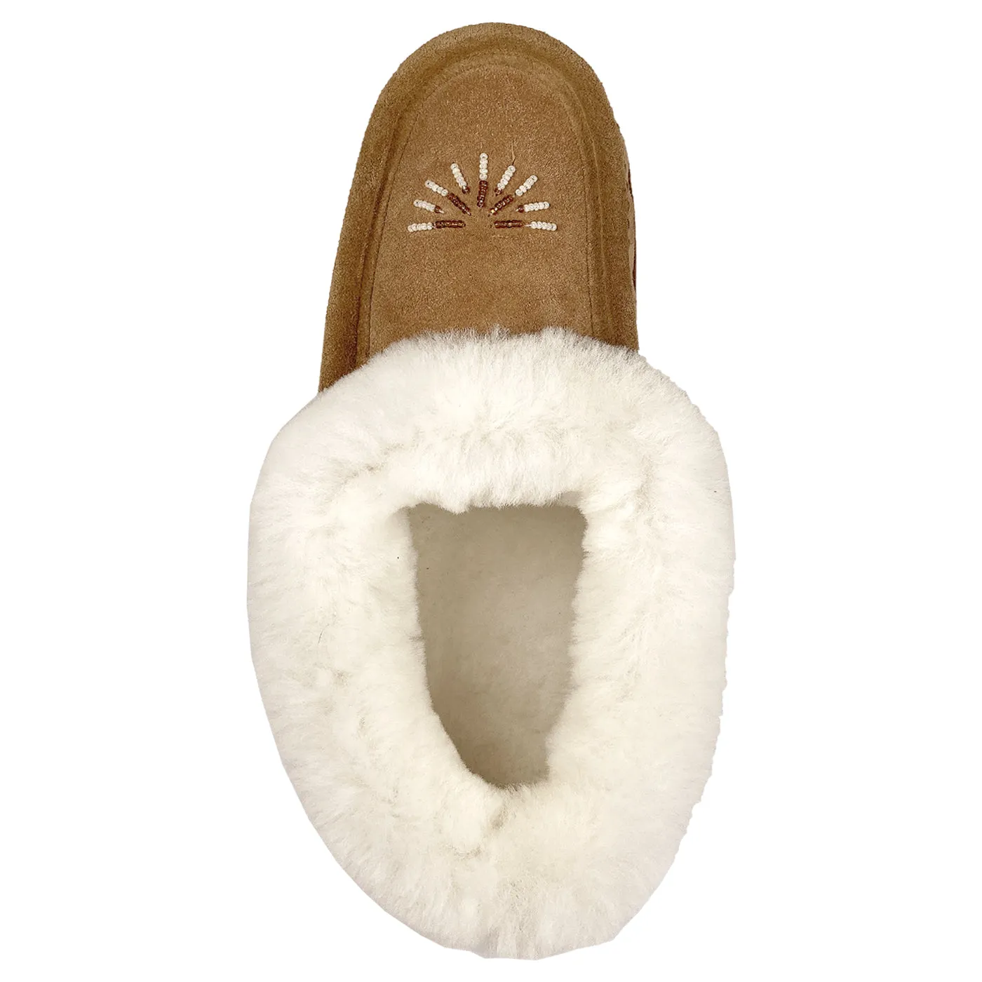 Women's Sheepskin Beaded Moccasin Slippers