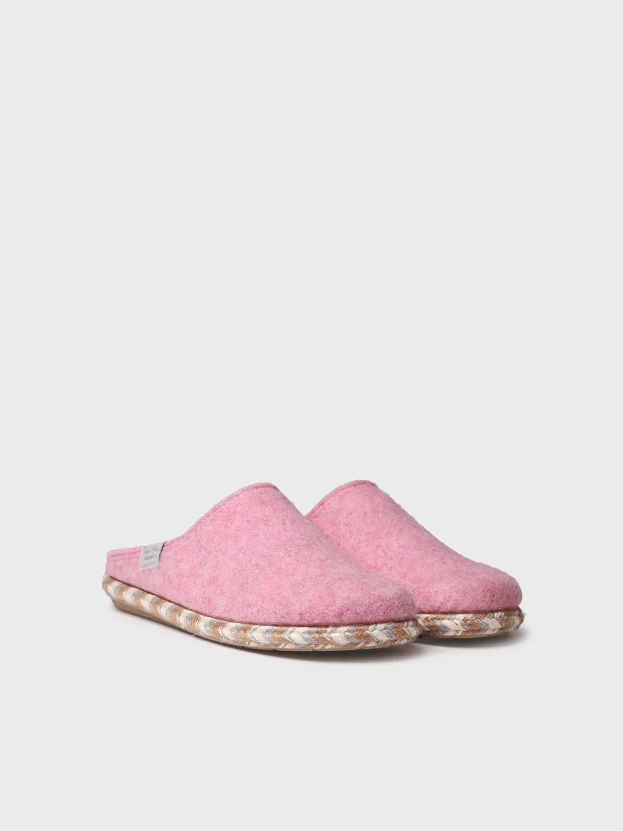 Women's slippers in felt in Pink - DELI-FP
