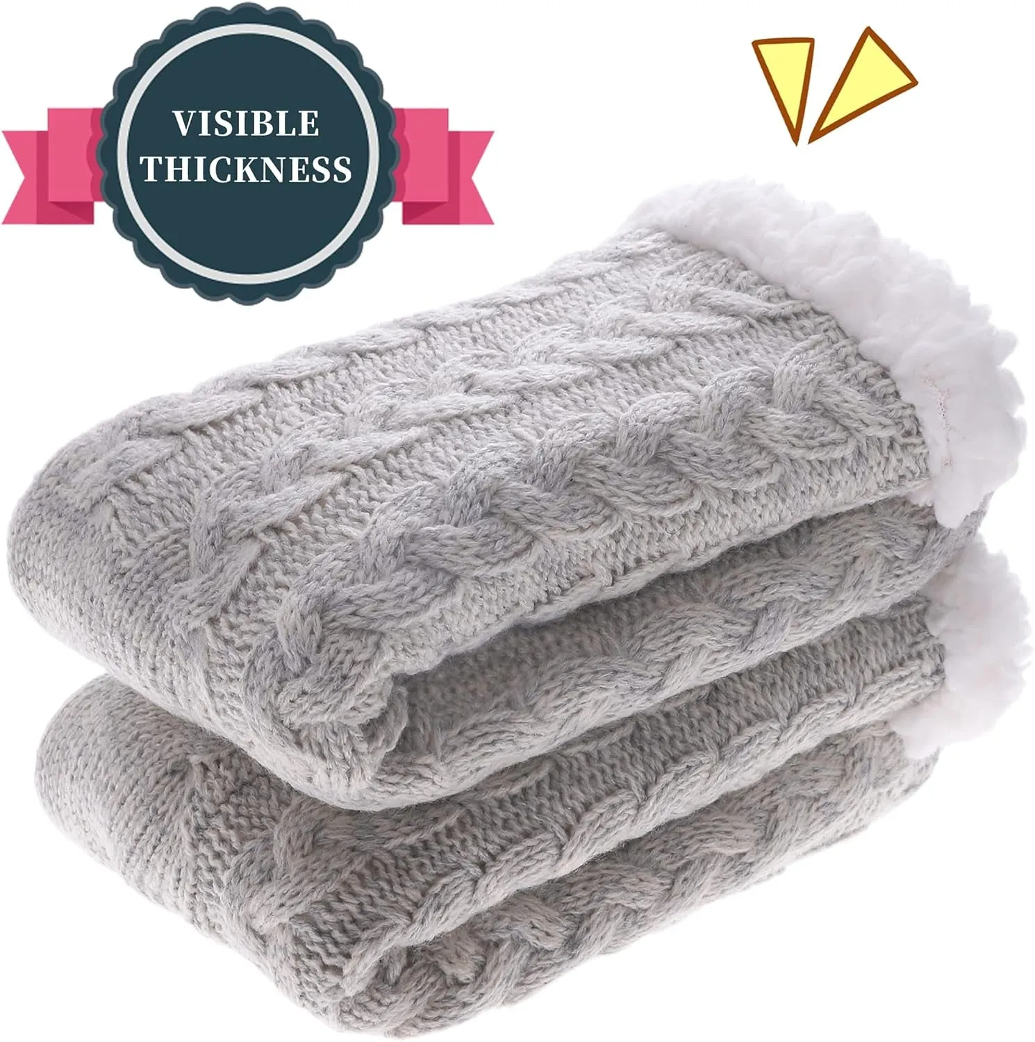 Women'S Winter Super Soft Warm Cozy Fuzzy Fleece-Lined with Grippers Slipper Socks