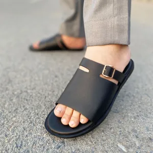 WS Pure leather Handmade Padasa Chappal LS-137 BLK