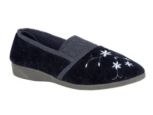 Zedzzz LS349NC Womens Embroidered Centre Gusset Slipper